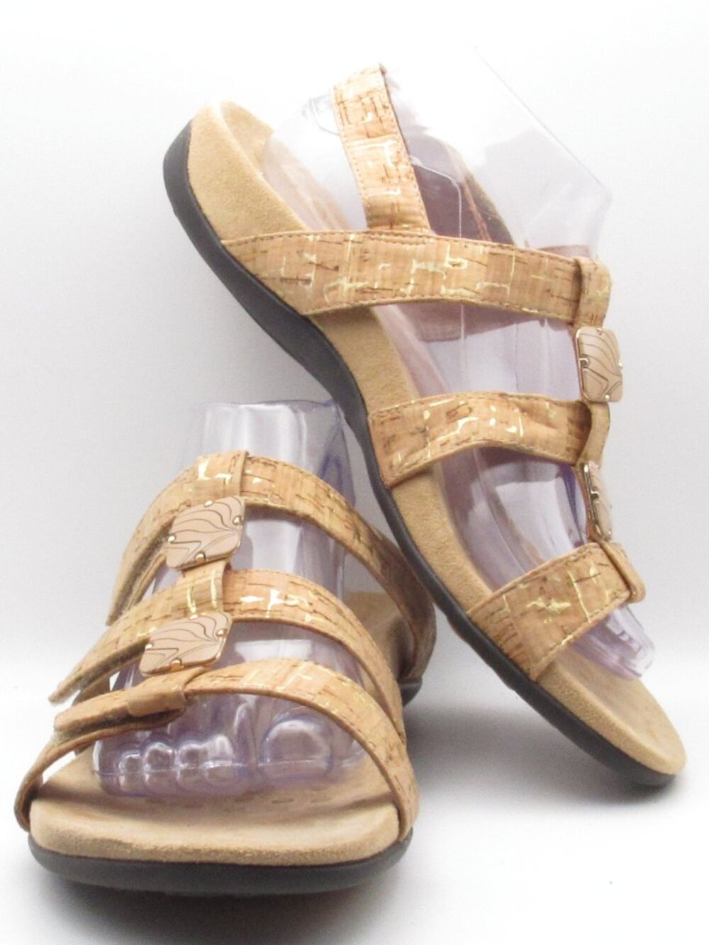 Vionic Brown & Gold Amber Sandals Size 9 Cork Strappy Comfort Adjustable